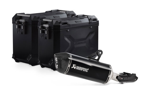 SW Motech TRAX ADV aluminum case system Black + Akrapovic